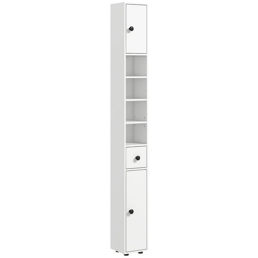 Kleankin Toilet Paper Cabinet With Open Shelves And Adjustable Doors