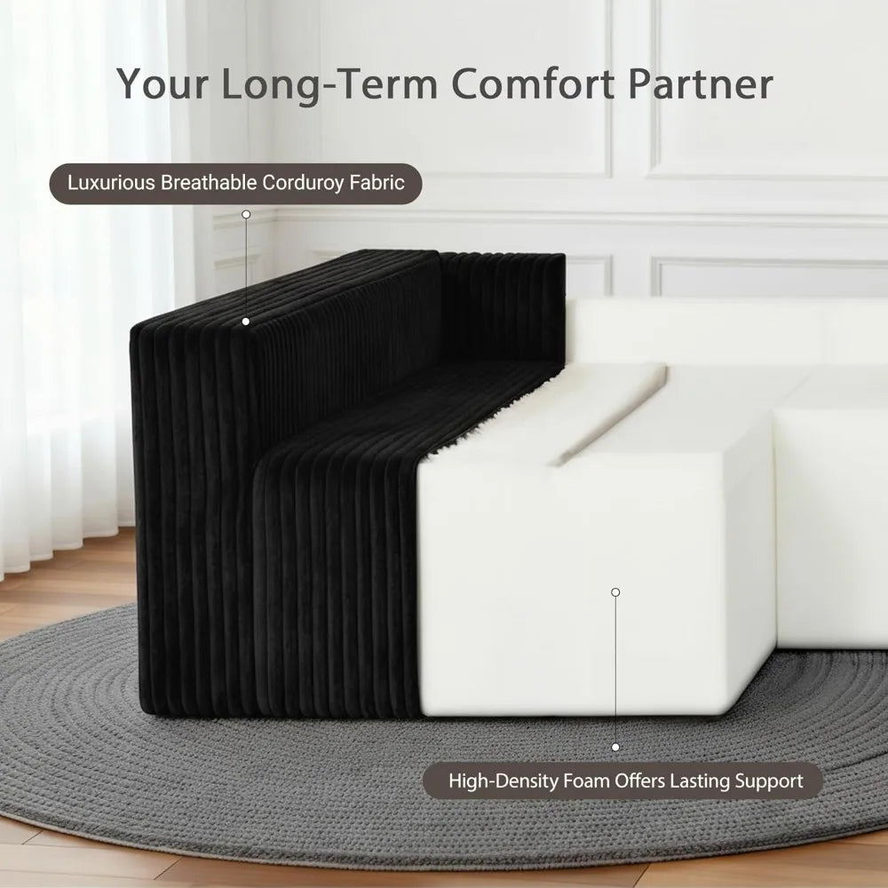 Combination Modular U-Shaped Sectional Sofa With Double Chaise Corduroy Fabric