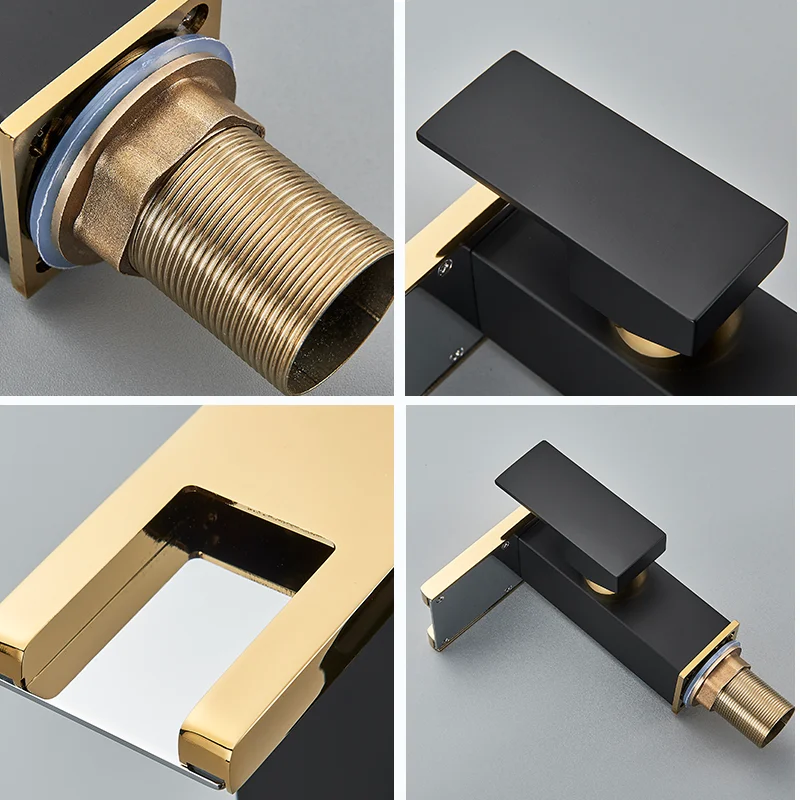 ULGKSD Bathroom Sink Faucets Cold&Hot Hydroelectric LED Basin Faucet Deck Mounted Waterfall Mixer Tap Kitchen Dual-use Tap Crane