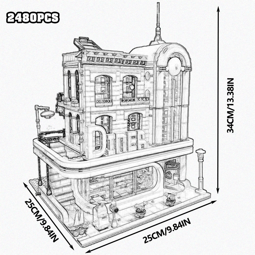 Creative City Street View Building Blocks Palace Cinema Set