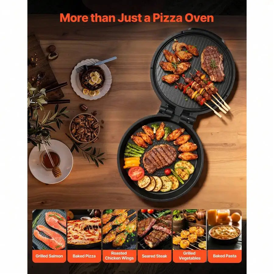 XMSJ 1200W Electric Pizza Oven With Nonstick Coating Dual Bake