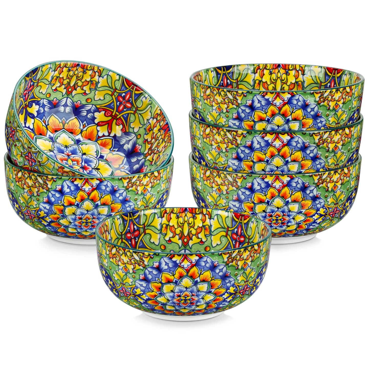 Malacasa Floral Ceramic Cereal Bowls Set Porcelain Bohemian Style