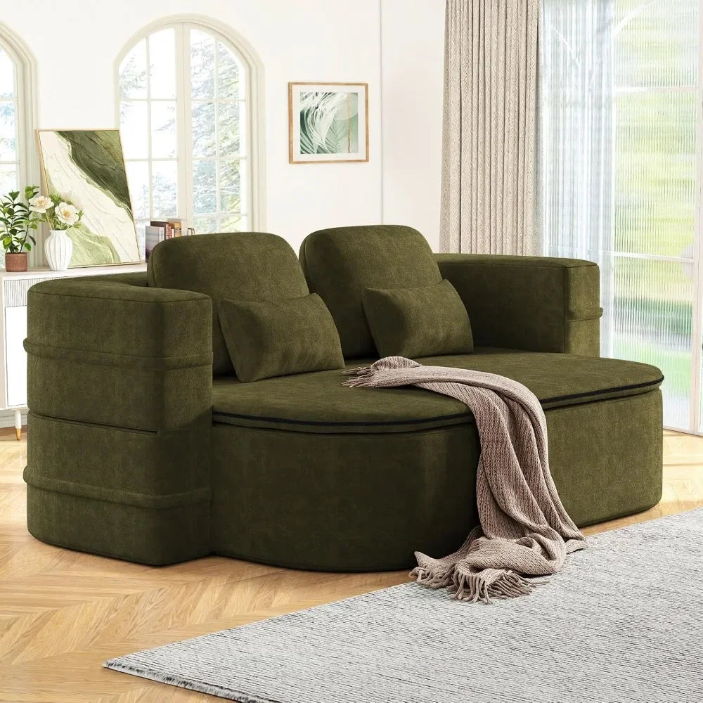 Convertible Sleeper Sofa Bed Futon Couch Folding Chenille Modern