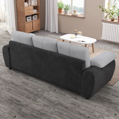 Modern Leather Velvet Sofa With Soft Cushions For Living Room