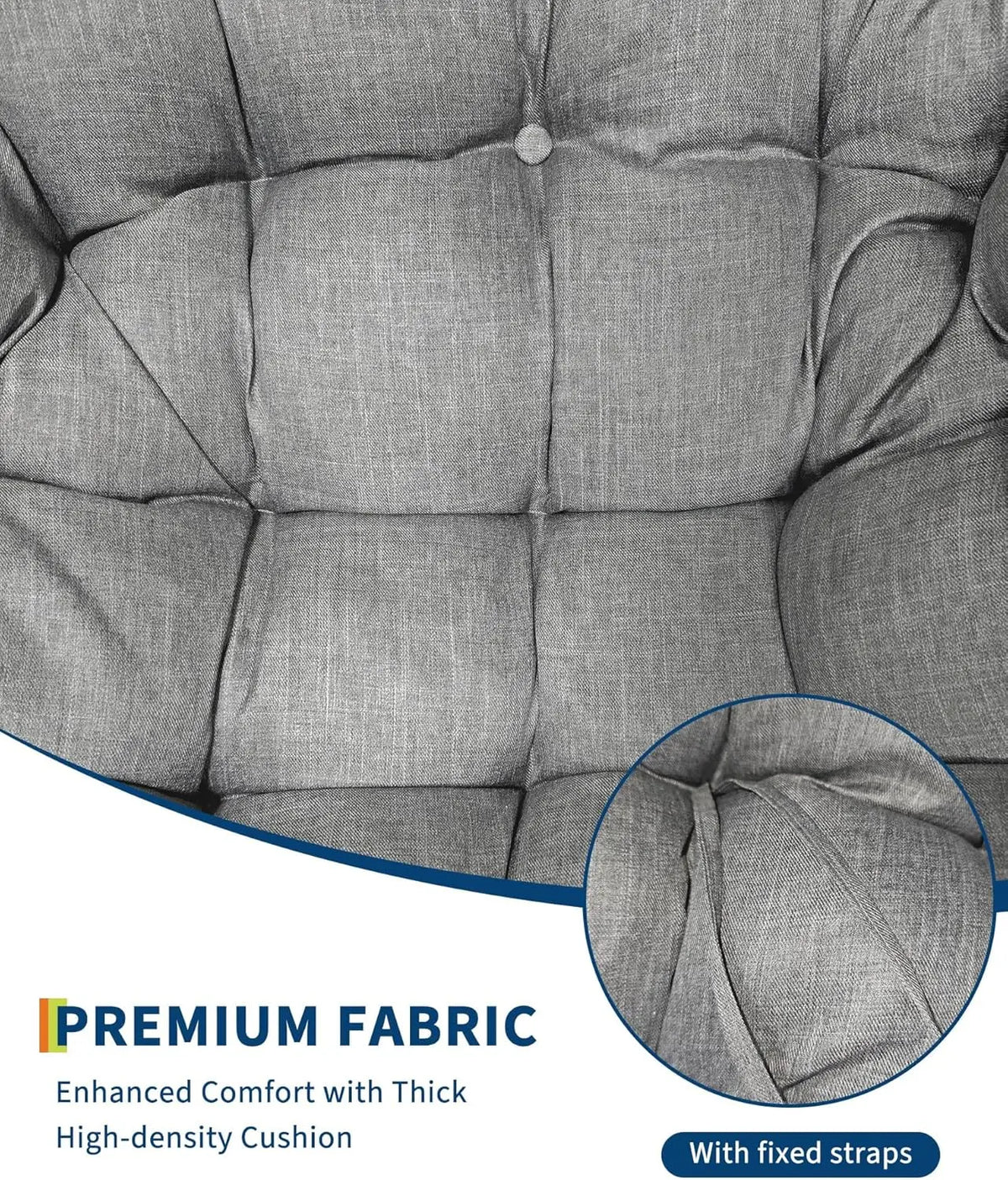 Oversized Outdoor Papasan Egg Rocking Chair Heavy-Duty Frame 300 Lb | Wicker Lounge Patio Rocker with UV-Resistant Cushion Indoor/Outdoor for Porch & Garden