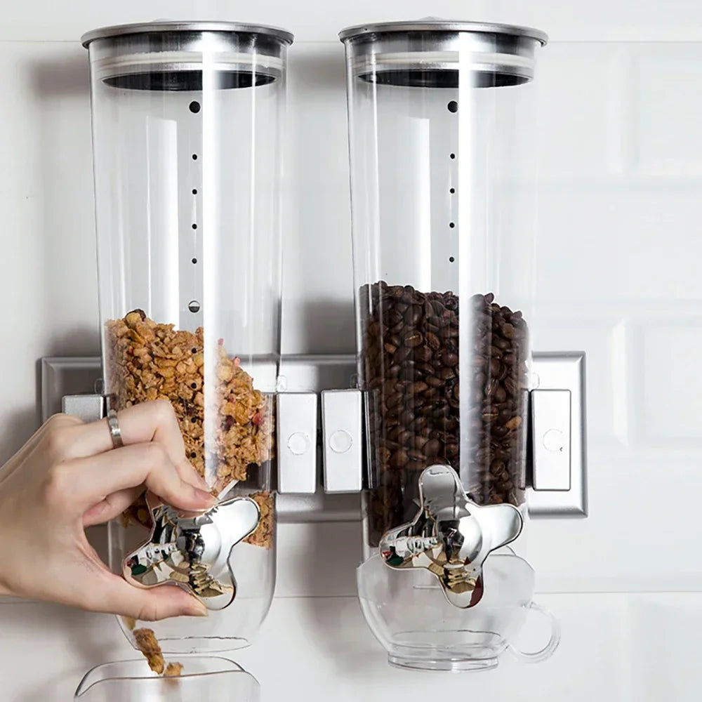 Dual Control Wall Mount Cereal Dispenser For Nuts Coffee Beans