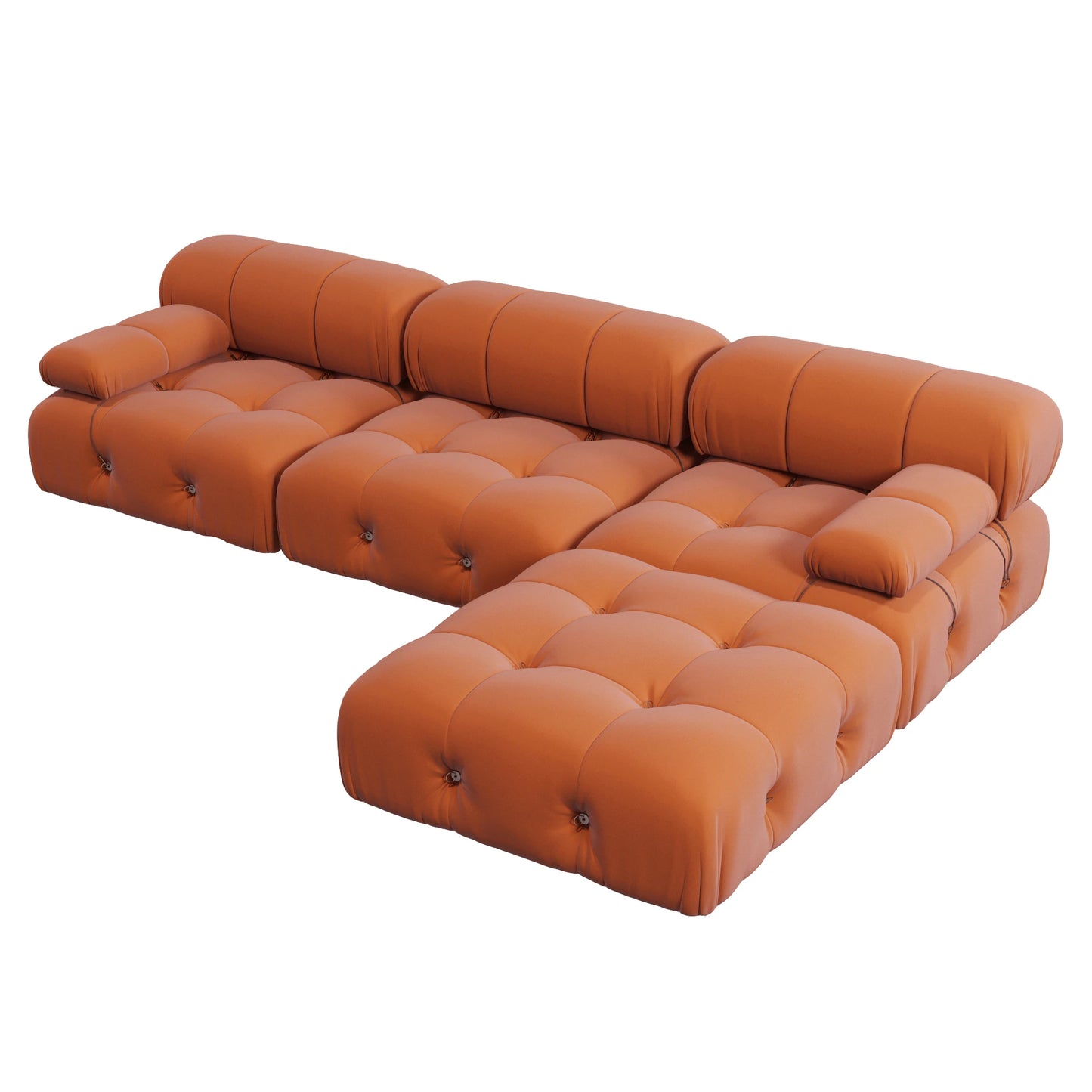 Sdorens L-Shaped Velvet Sectional Sofa With Reversible Ottoman