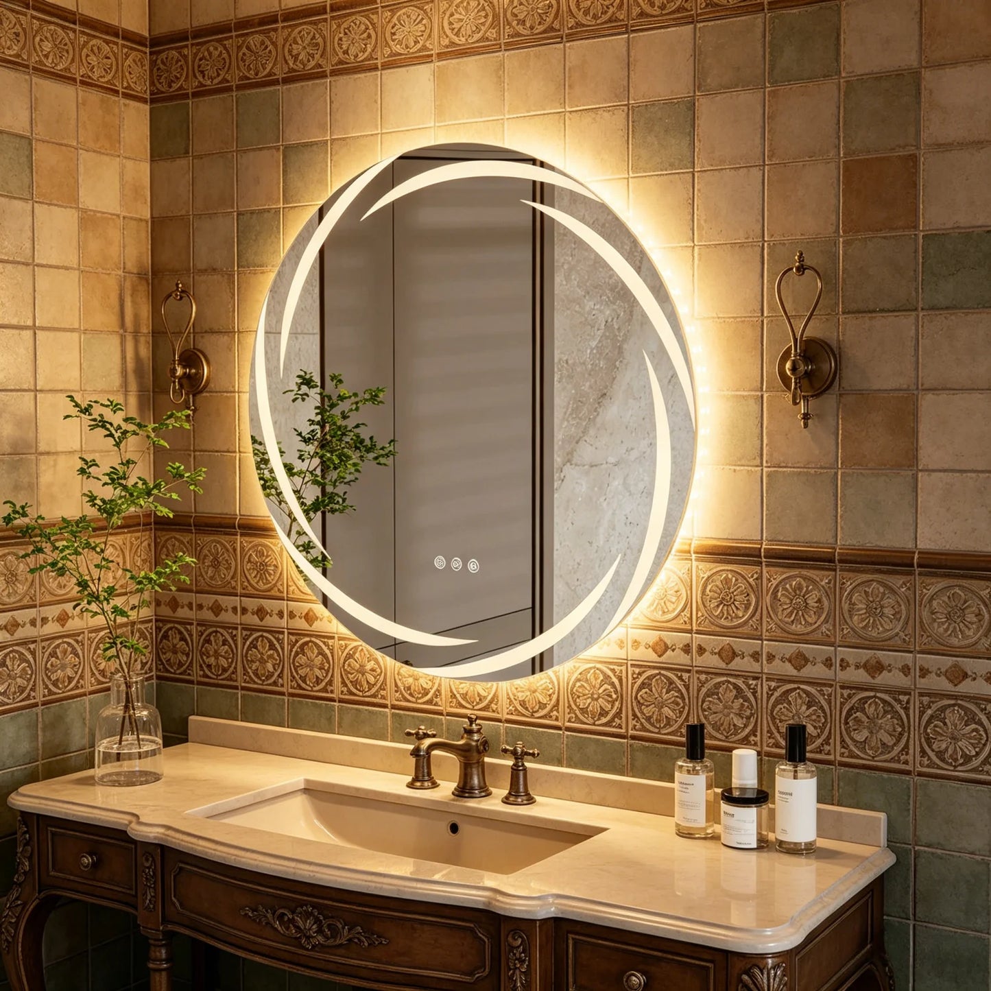 LED Backlit Bathroom Mirror With Anti-Fog, Dimmable Three Lighting Modes
