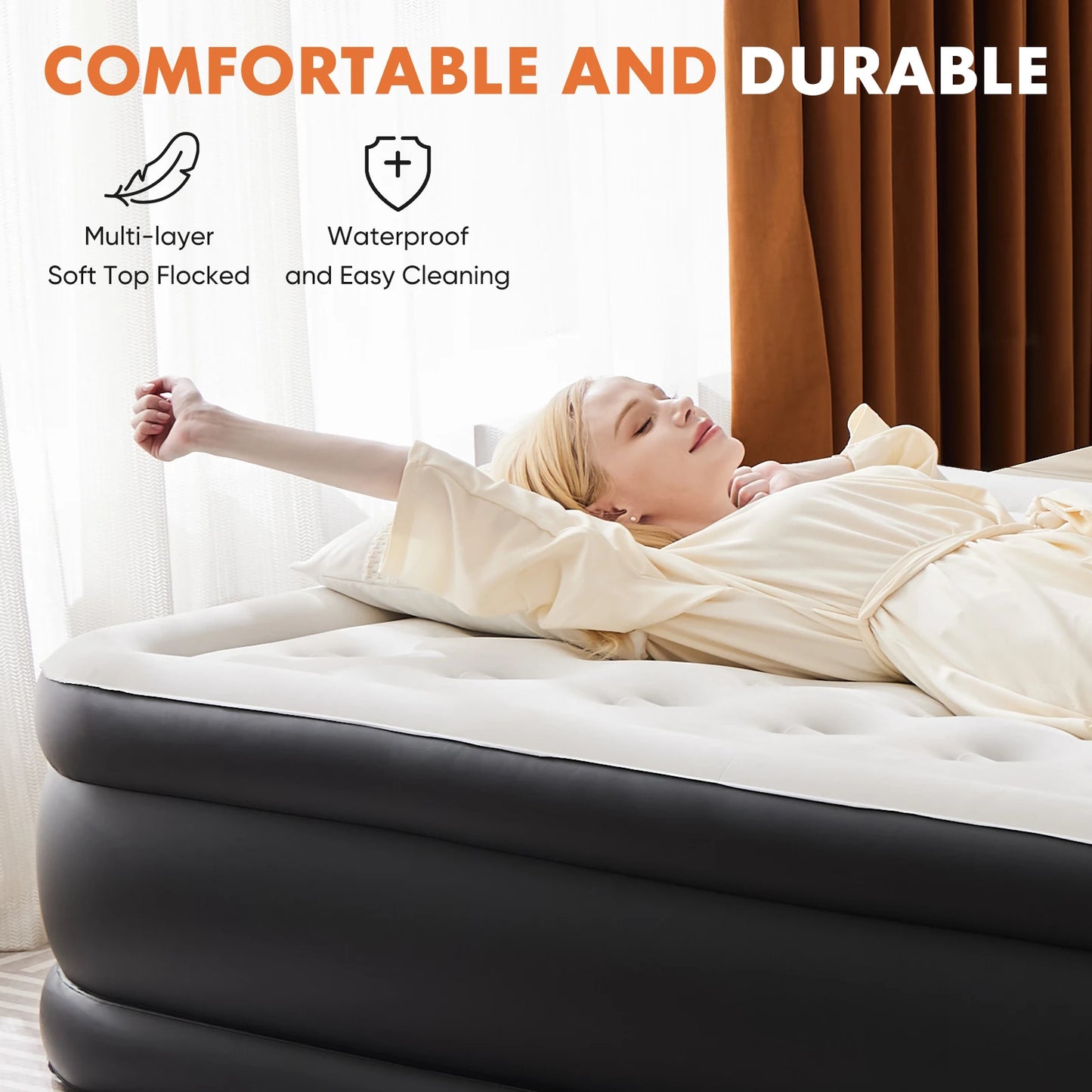 JHK Air Mattress Non-Slip With 660 LB Capacity For Camping