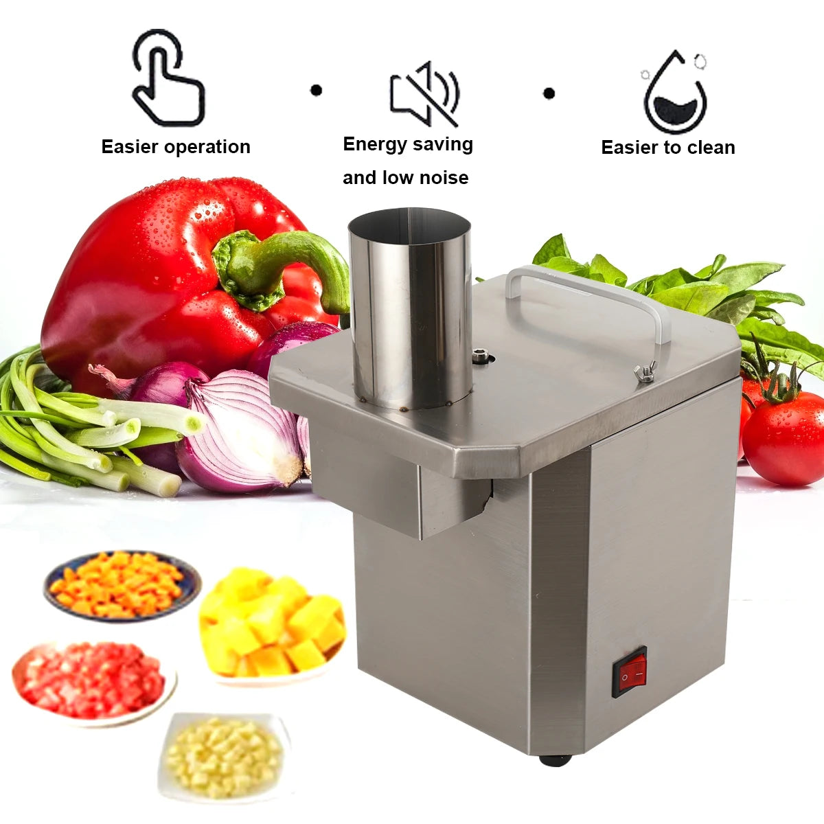 Electric Vegetable Cutter And Fruit Slicer Stainless Steel Processor