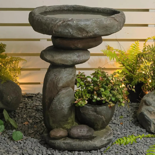Tall Outdoor Fountain Resin Fiberglass Garden Patio Yard No Pump
