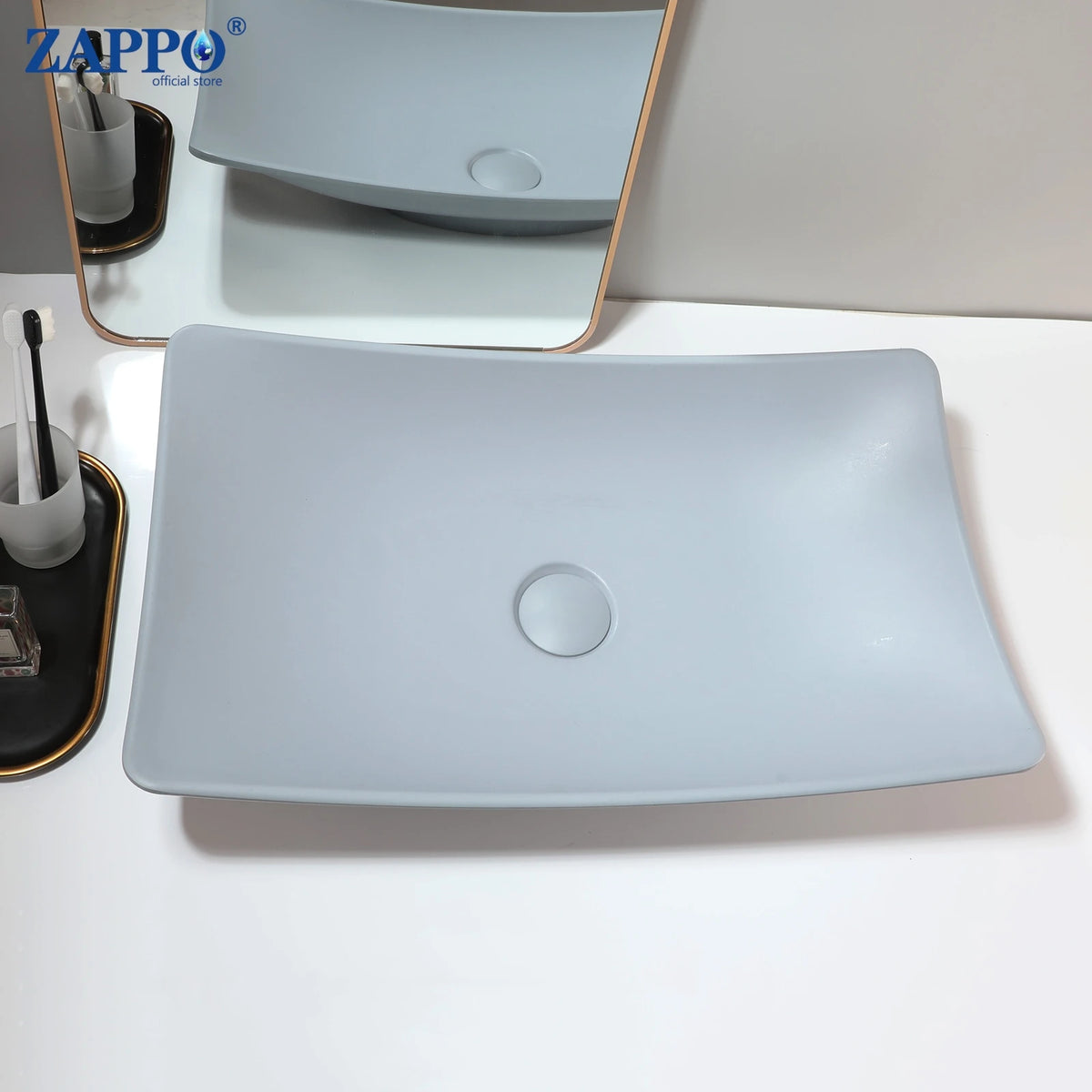 Mekkhala Rectangular Stone Resin Vessel Bathroom Sink