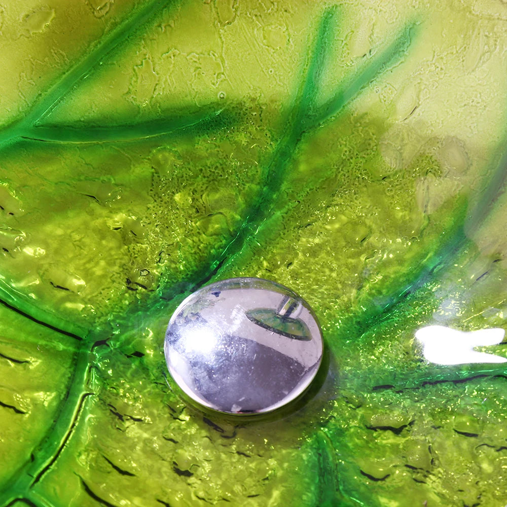 YANKSMART Leaf Shape Glass Vessel Sink With Waterfall Faucet