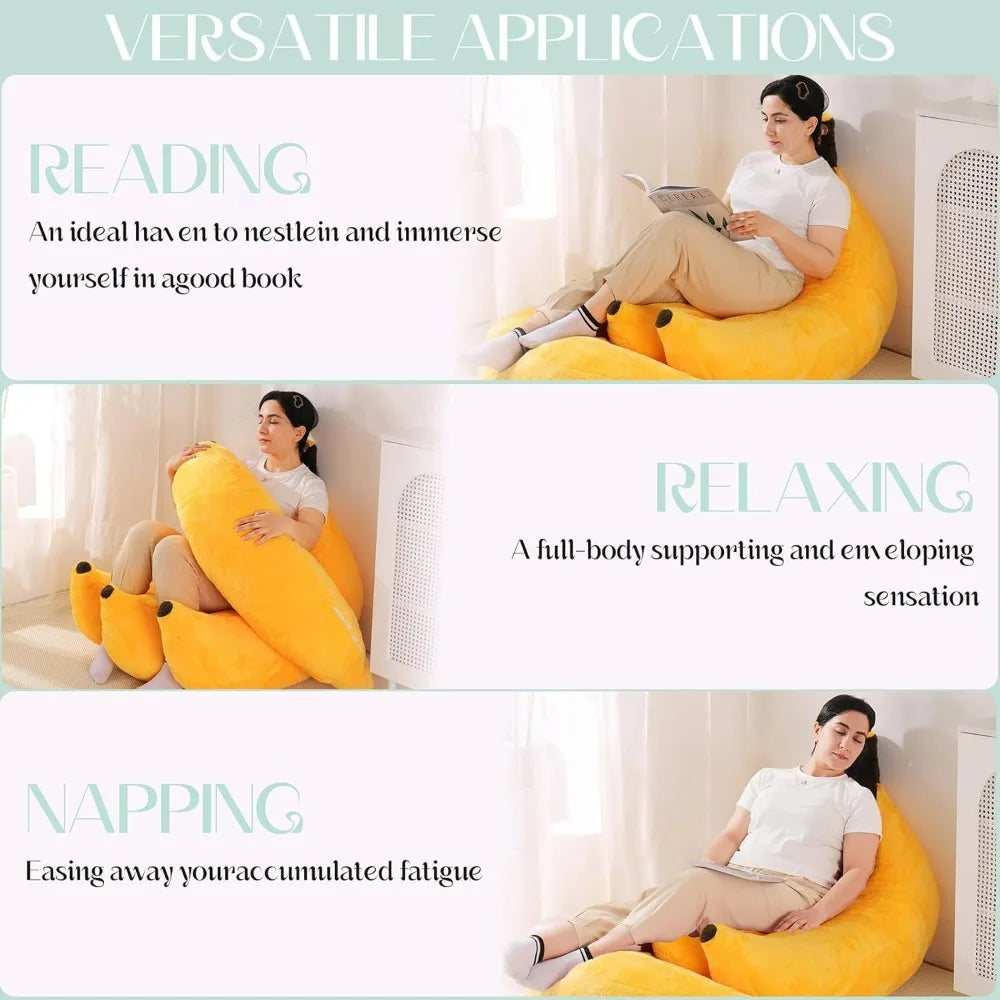 Banana Bean Bag Chair With Ottoman Floor Lounger For Teens