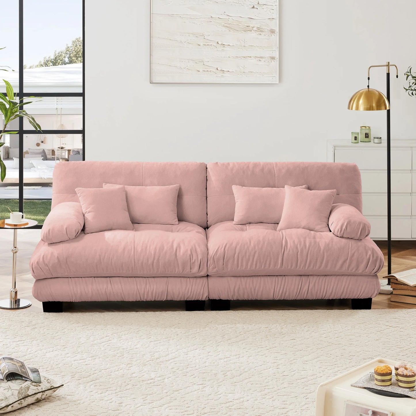 Chenille Modular Sectional Sofa Couch With Ottomans