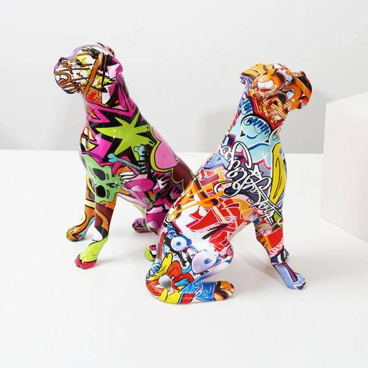 Flyuechun Resin Boxer Dog Painting Ornament For Home Decor