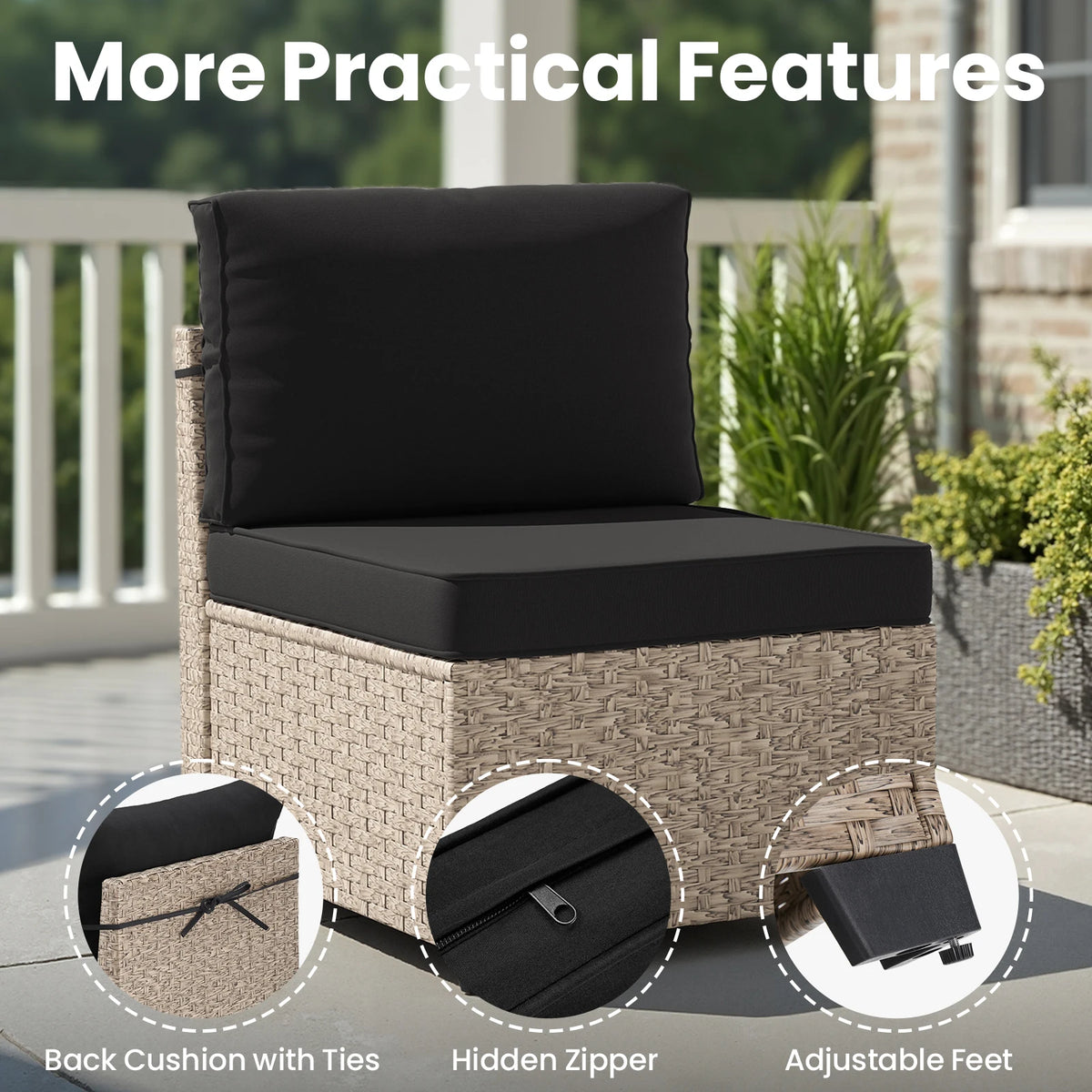 Soohow Outdoor Rattan Sectional Sofa With Tempered Glass Table