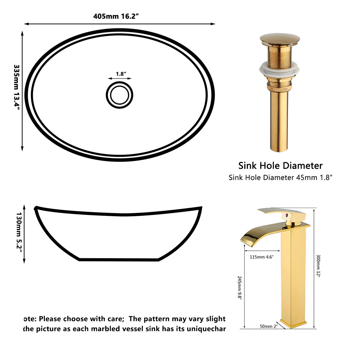 Sinlaku Oval Ceramic Vessel Sink With Faucet Combo For Bathroom