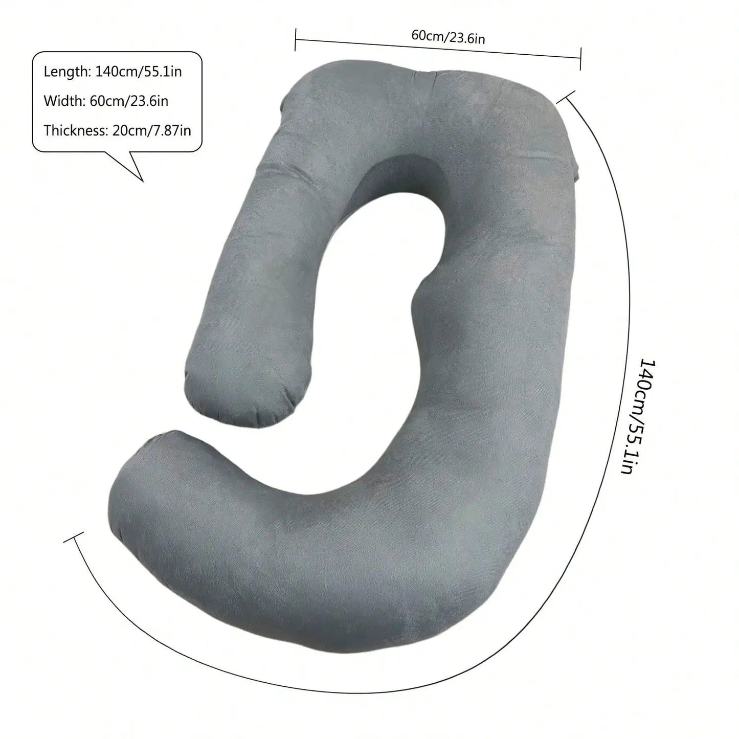 U Shaped Full Body Pillow For Adults With Detachable Pillowcase