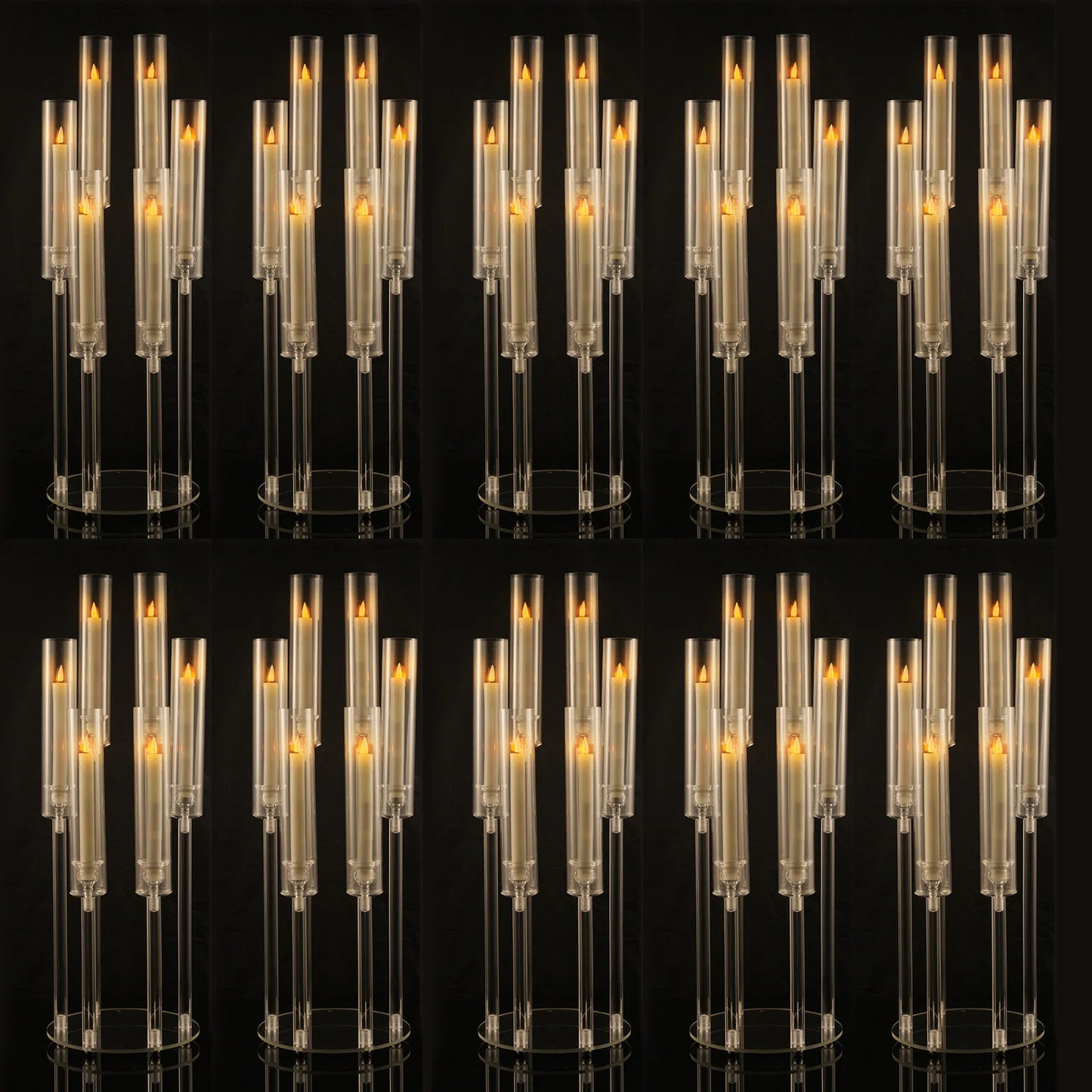 VINCIGANT Six Arm Acrylic Candelabra LED Candle Holder