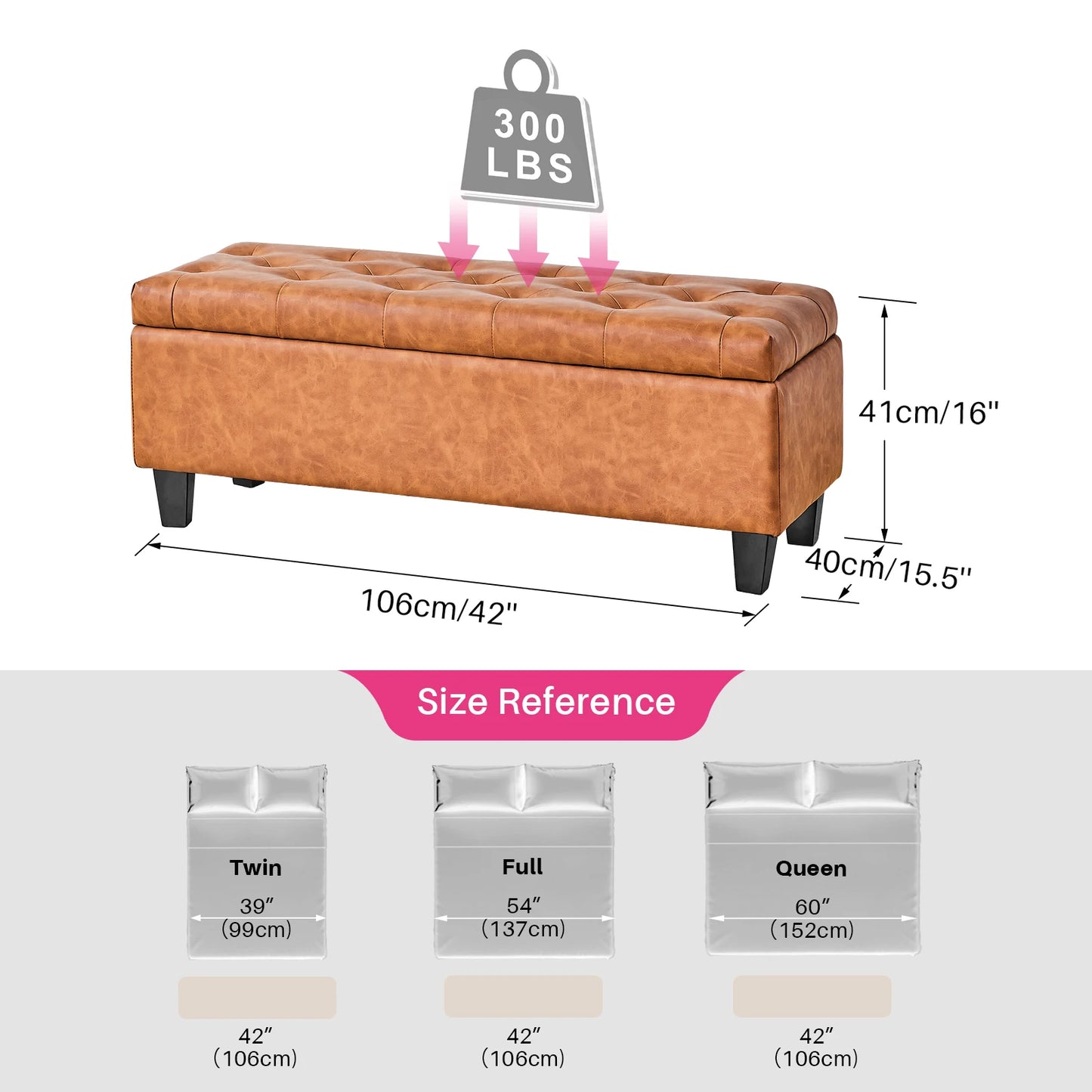Storage Ottoman Bench With Tufted Surface And Flip Lid Hinge