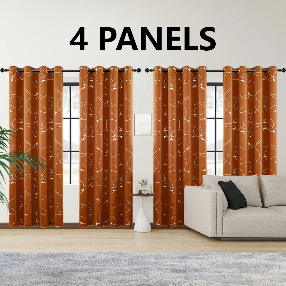 4 Piece Blackout Curtains Grommet Thermal Insulated Room Darkening