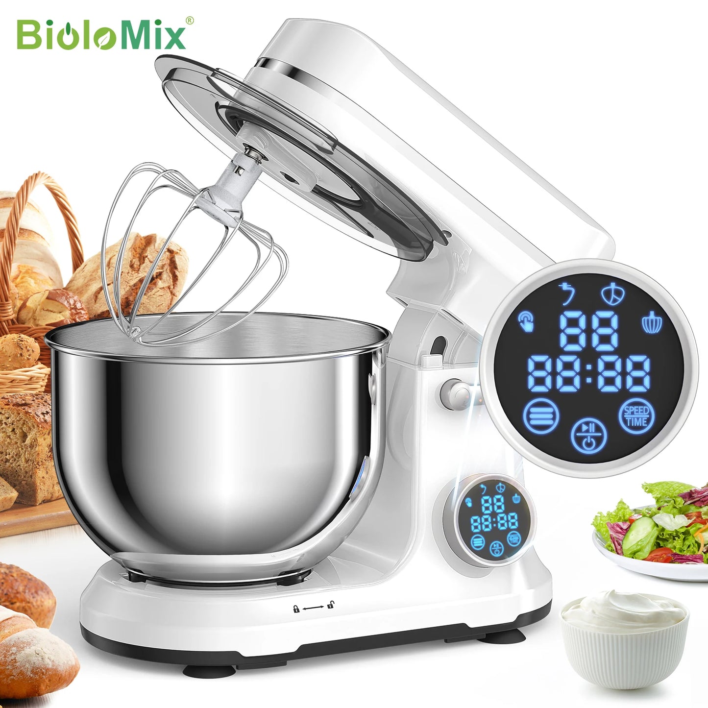 Biolomix 1200W Stand Mixer With 11 Speeds Tilt Head