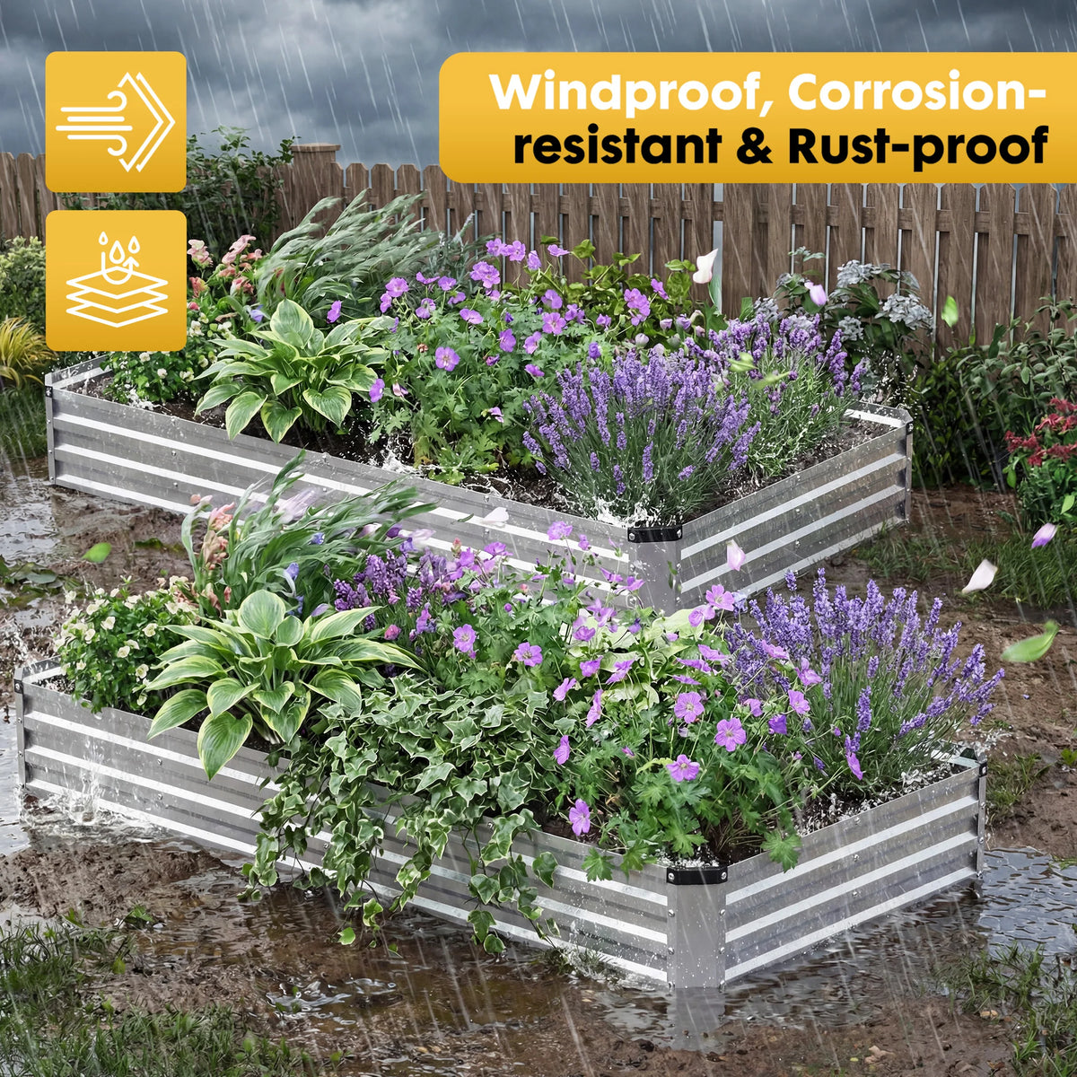 JHK Rust Resistant Metal Raised Garden Bed For Outdoor Gardening