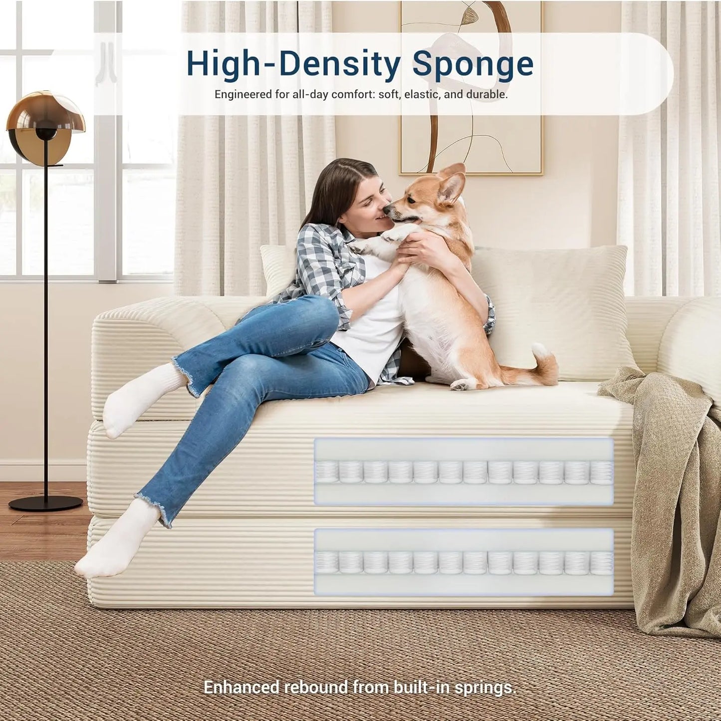 GUOHE Cloud Boneless Convertible Floor Sofa Bed 4 in 1