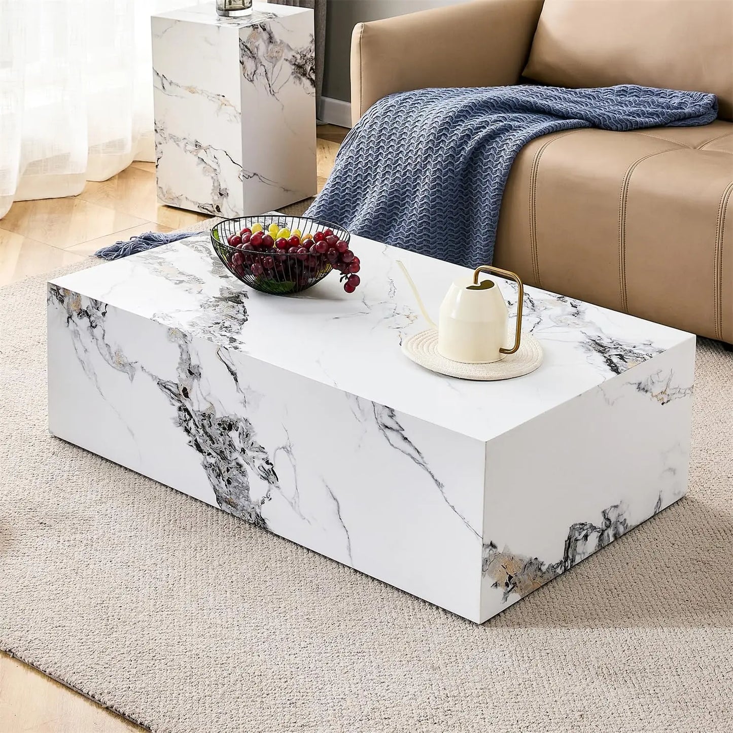 Minimalist Modern Faux Marble Coffee Table