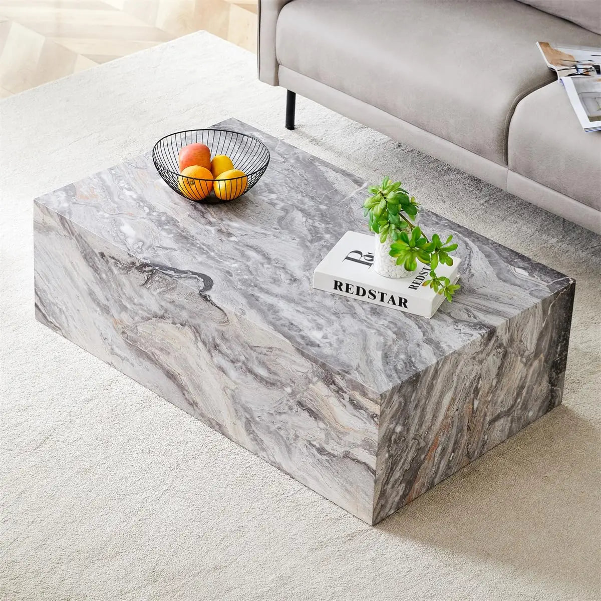 Minimalist Modern Faux Marble Coffee Table