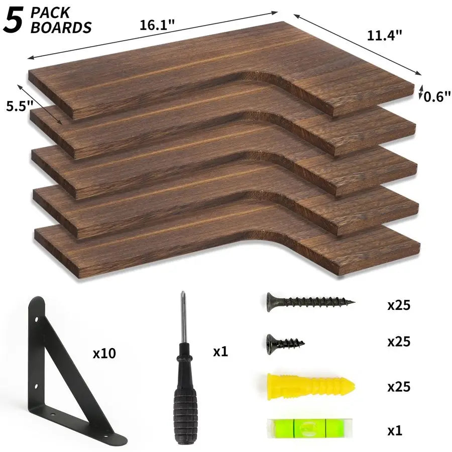 XMSJ Rustic Wood Floating Wall Shelves Corner Shelf