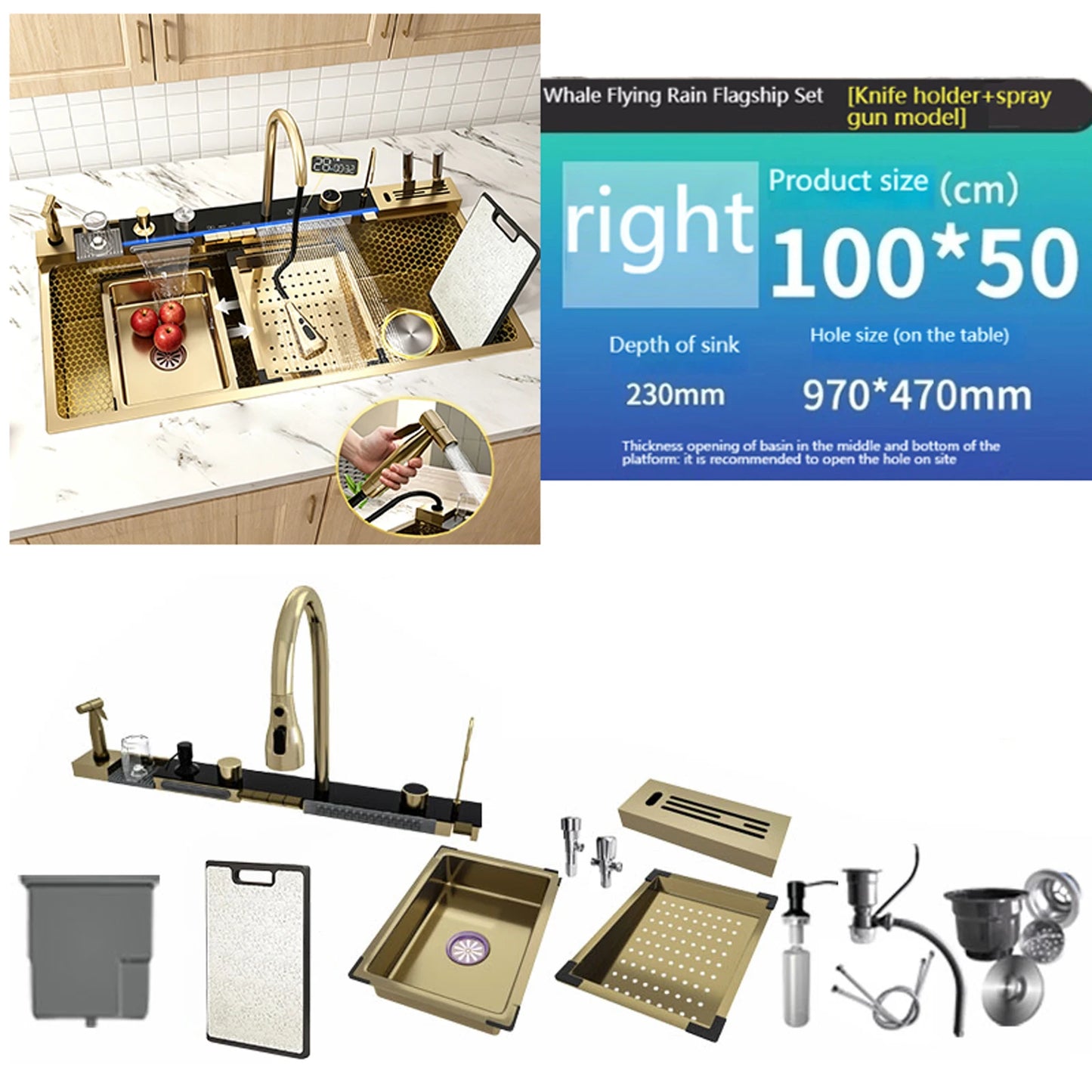 BusySink Stainless Steel Kitchen Sink With Digital Display