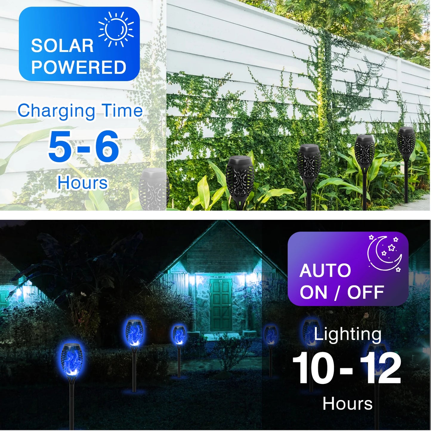Solar Torch Lights 8 Pack Flickering Flame Waterproof Garden Decor