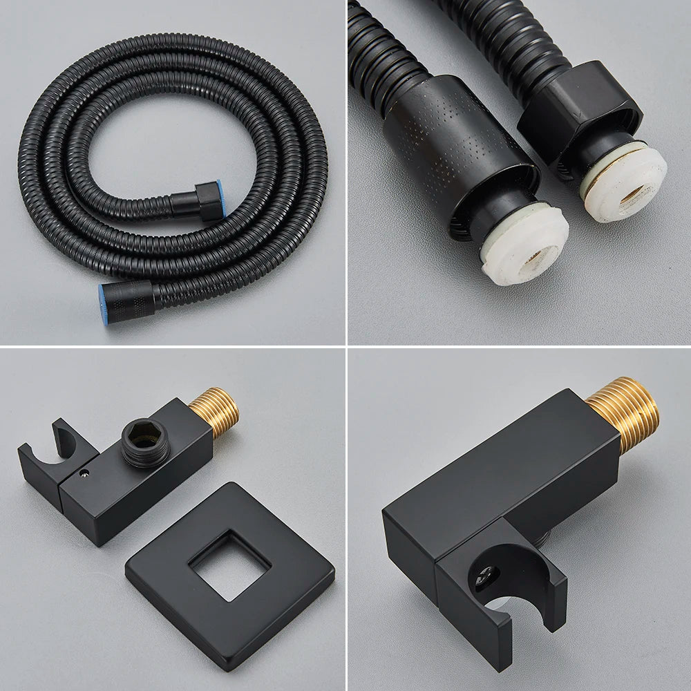 Poiqihy Wall Mounted Rainfall Shower Faucet Set With Single Handle
