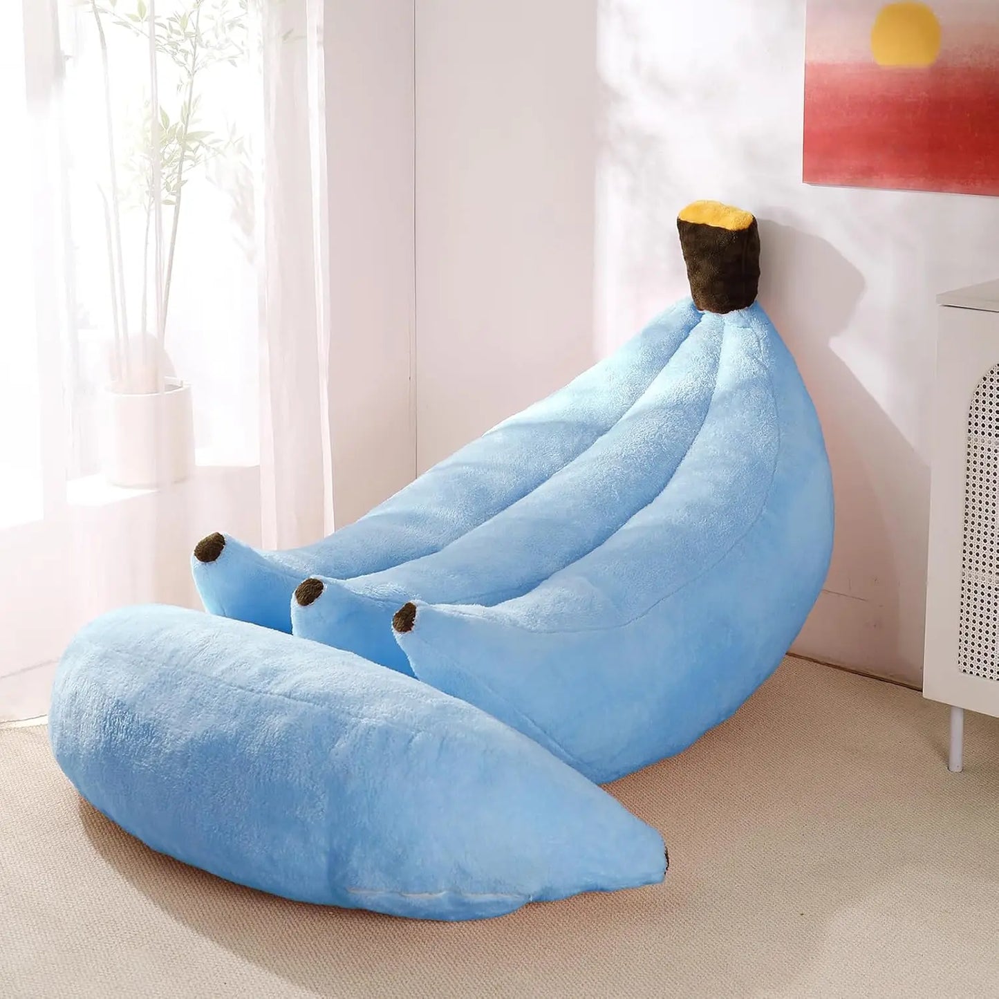 Banana Bean Bag Chair With Ottoman Floor Lounger For Teens