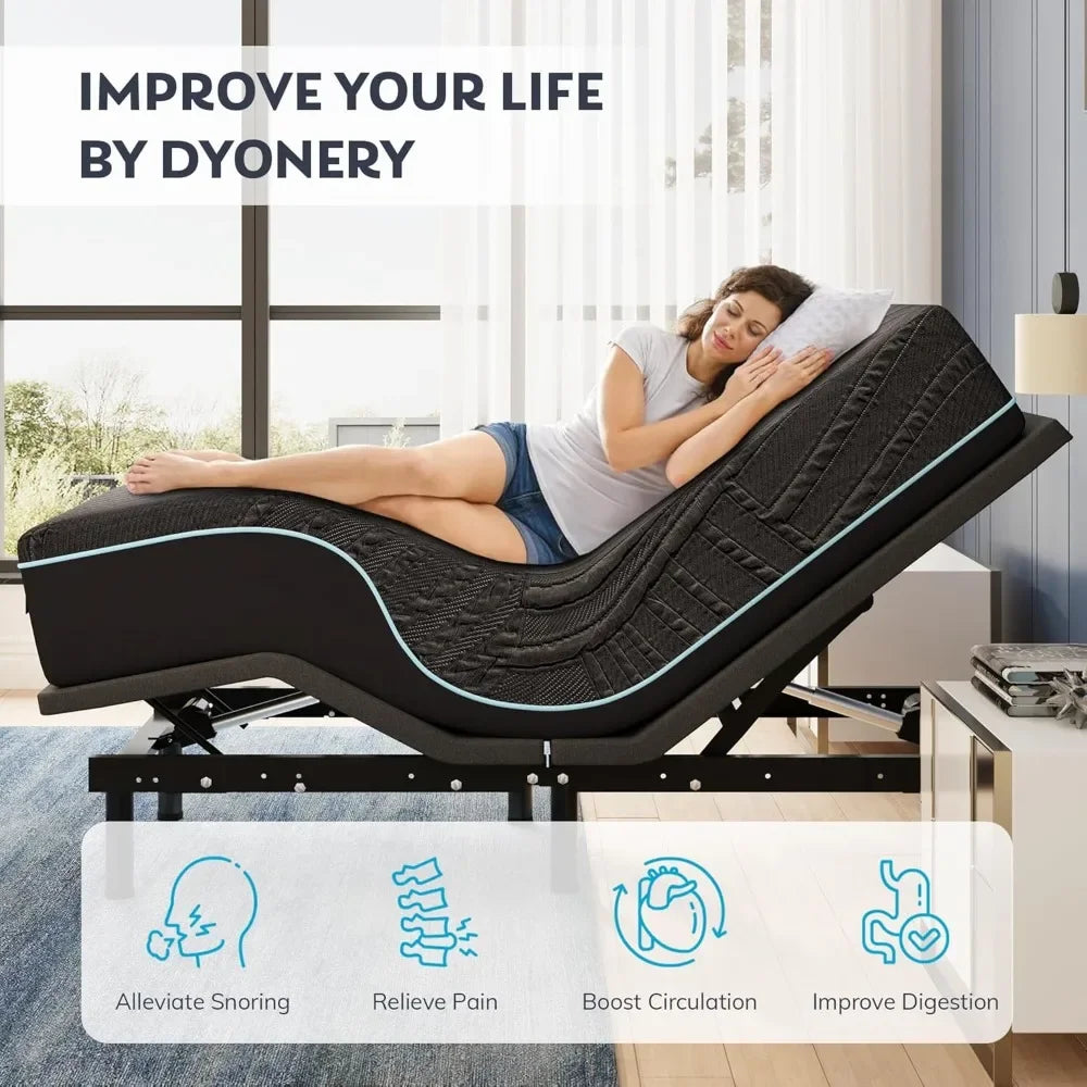 Adjustable Bed Frame With Copper Memory Foam Mattress Head Foot Incline
