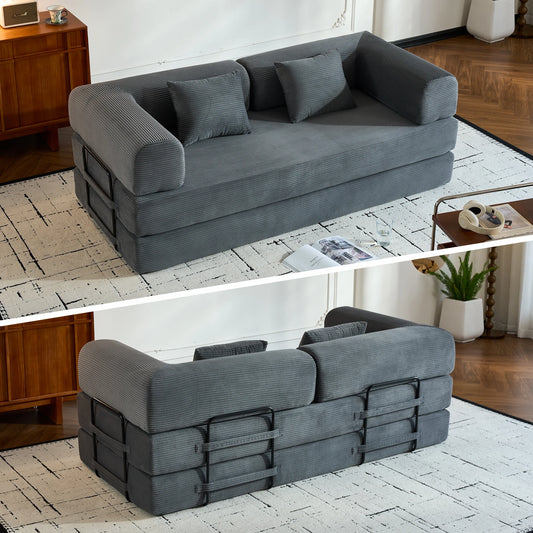 THOLASIS Folding Sofa Bed Corduroy Futon For Small Spaces