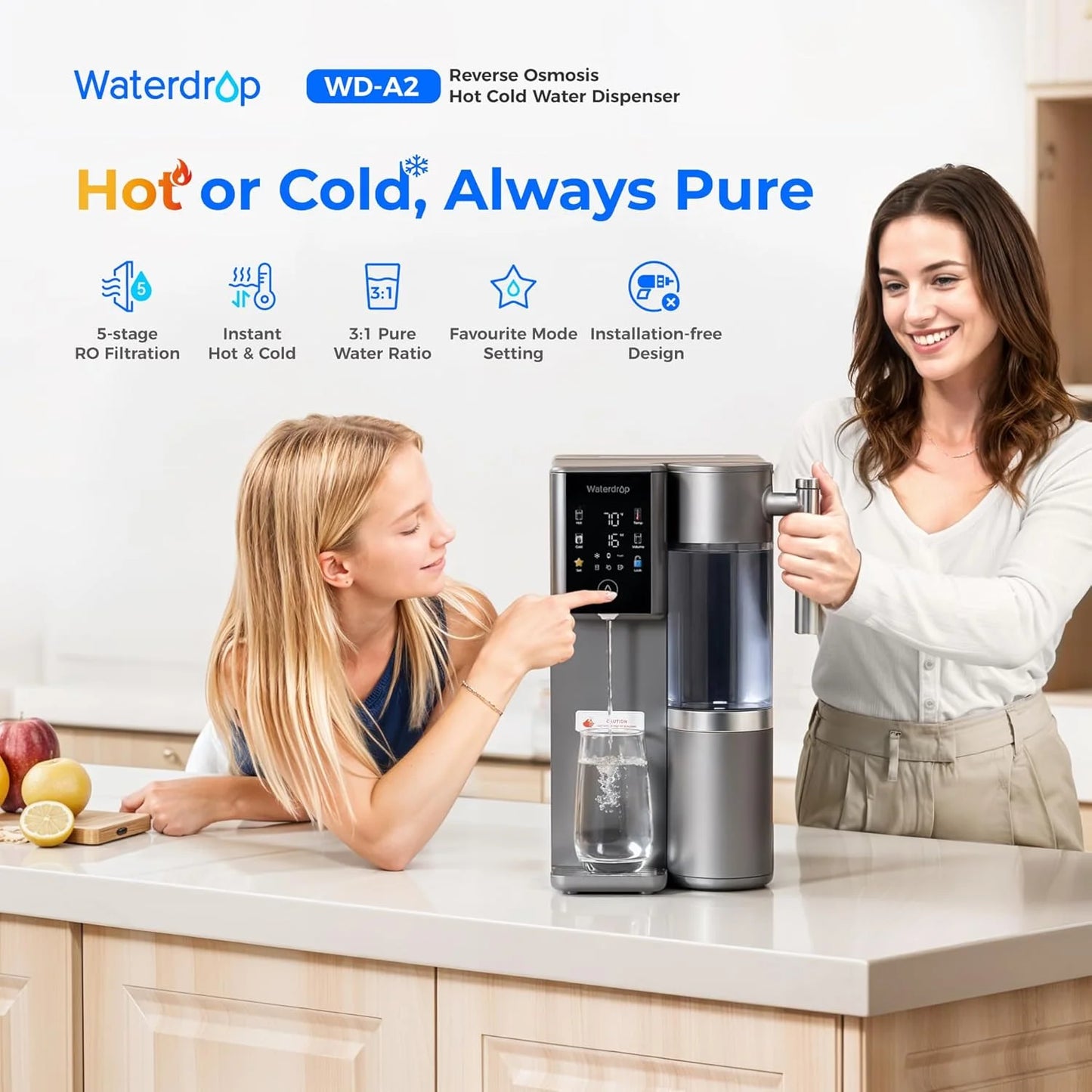 Waterdrop WD A2 Countertop Reverse Osmosis System With Pitcher