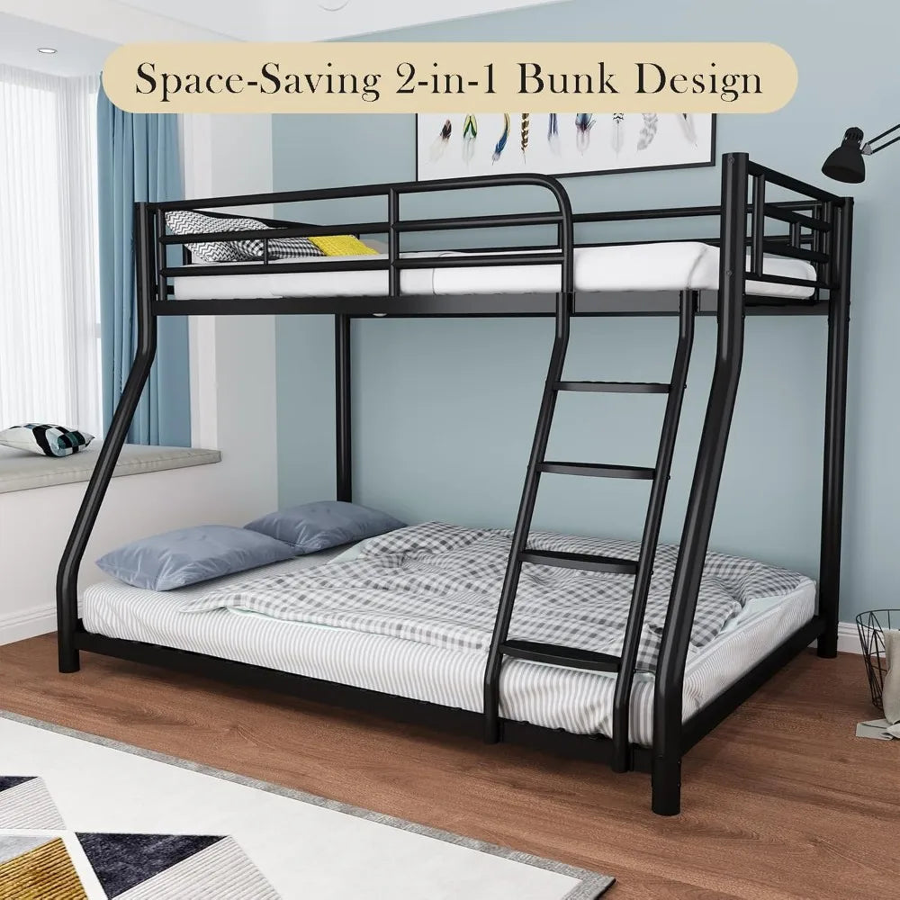 Xiaolang Metal Bunk Bed With Guardrails And Ladder Heavy Duty