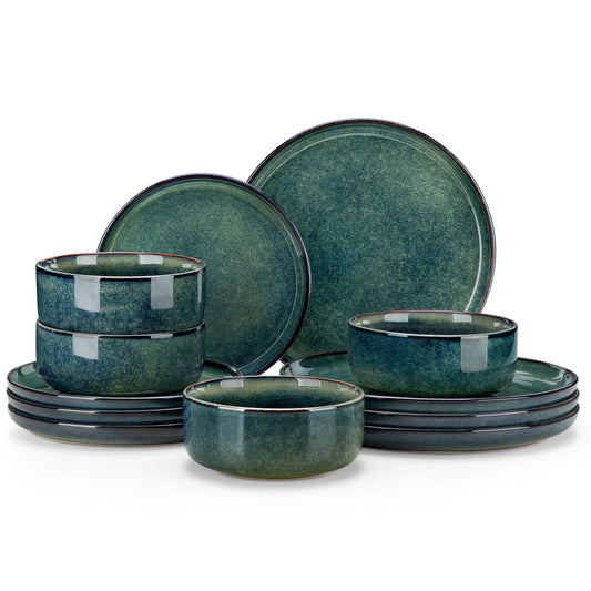 Malacasa Dinnerware Set Stoneware Scratch Resistant Reactive Glaze