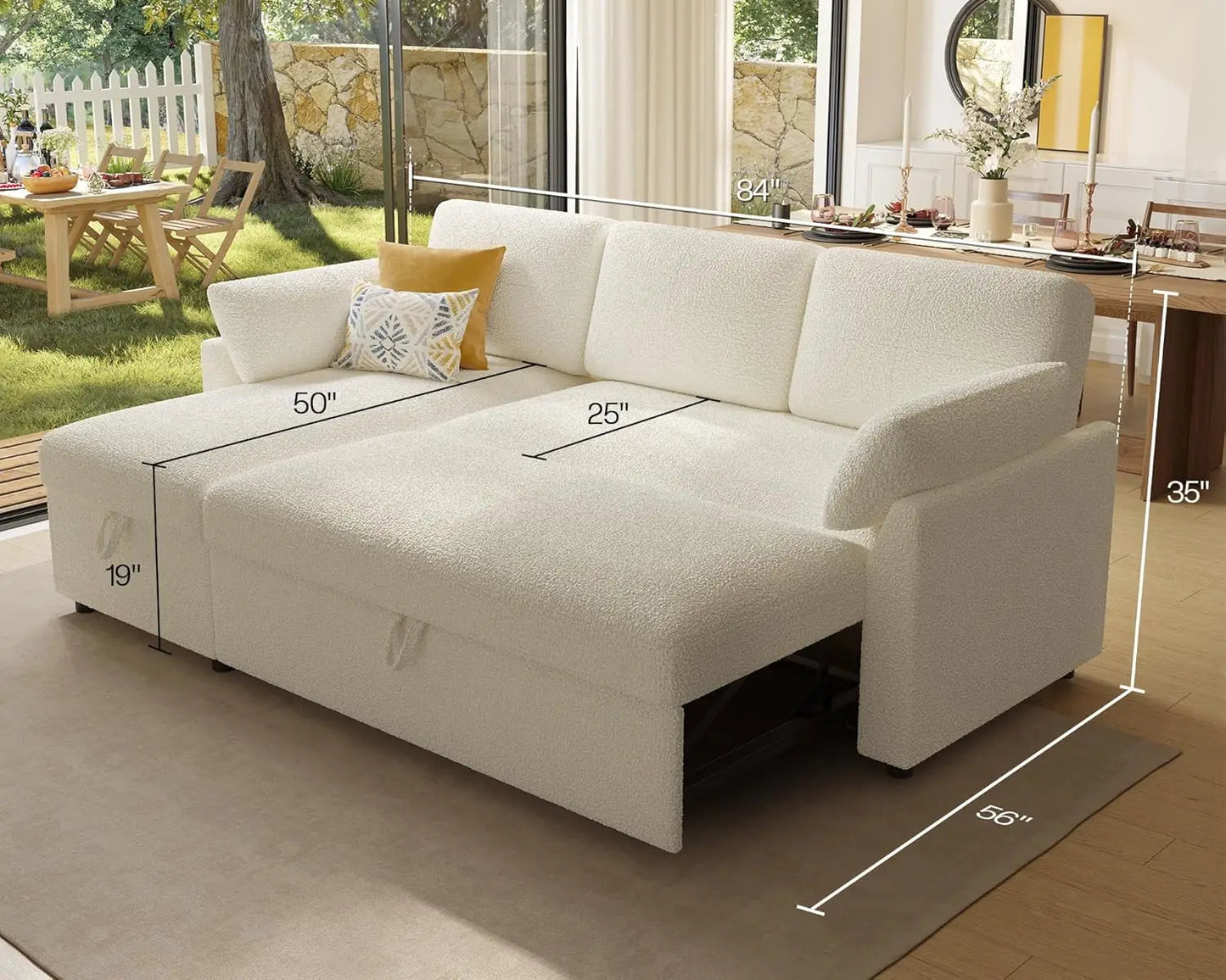2-In-1 Pull-Out Sleeper Sofa Bed With Storage Chaise