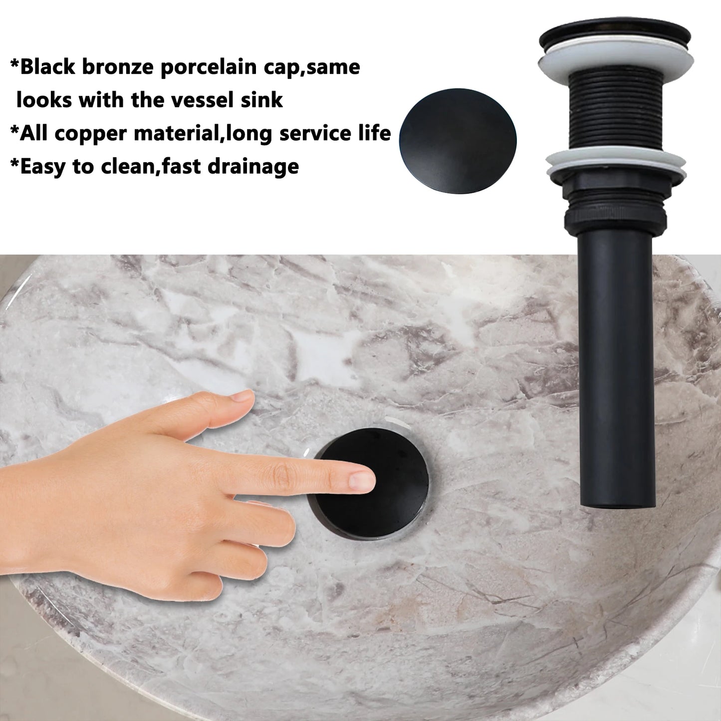 YANKSMART Ceramic Vessel Sink Oval Above Counter With Faucet Drain