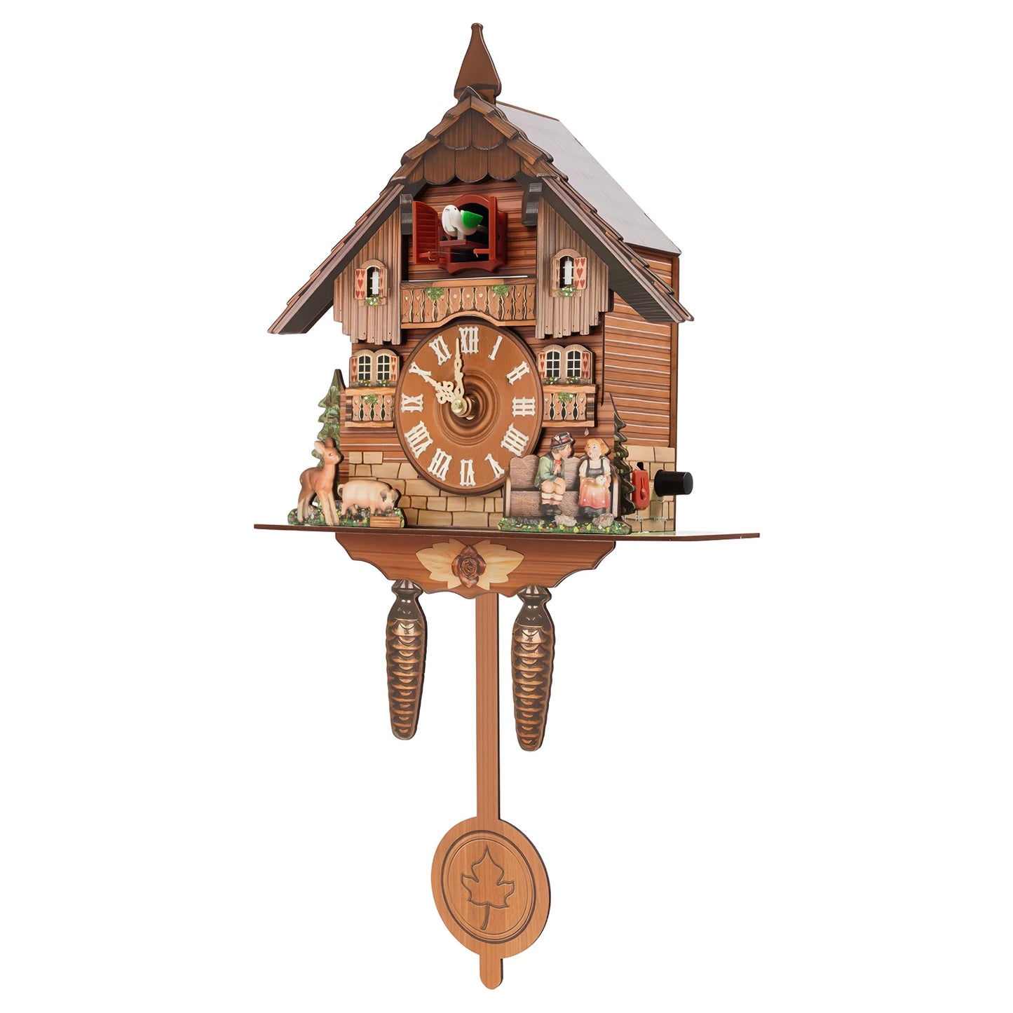 Wood Wall Mount Cuckoo Clock With Chime Time Display