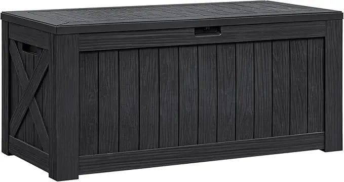 Resin Deck Box Outdoor Storage Box Imitation Wood Resin