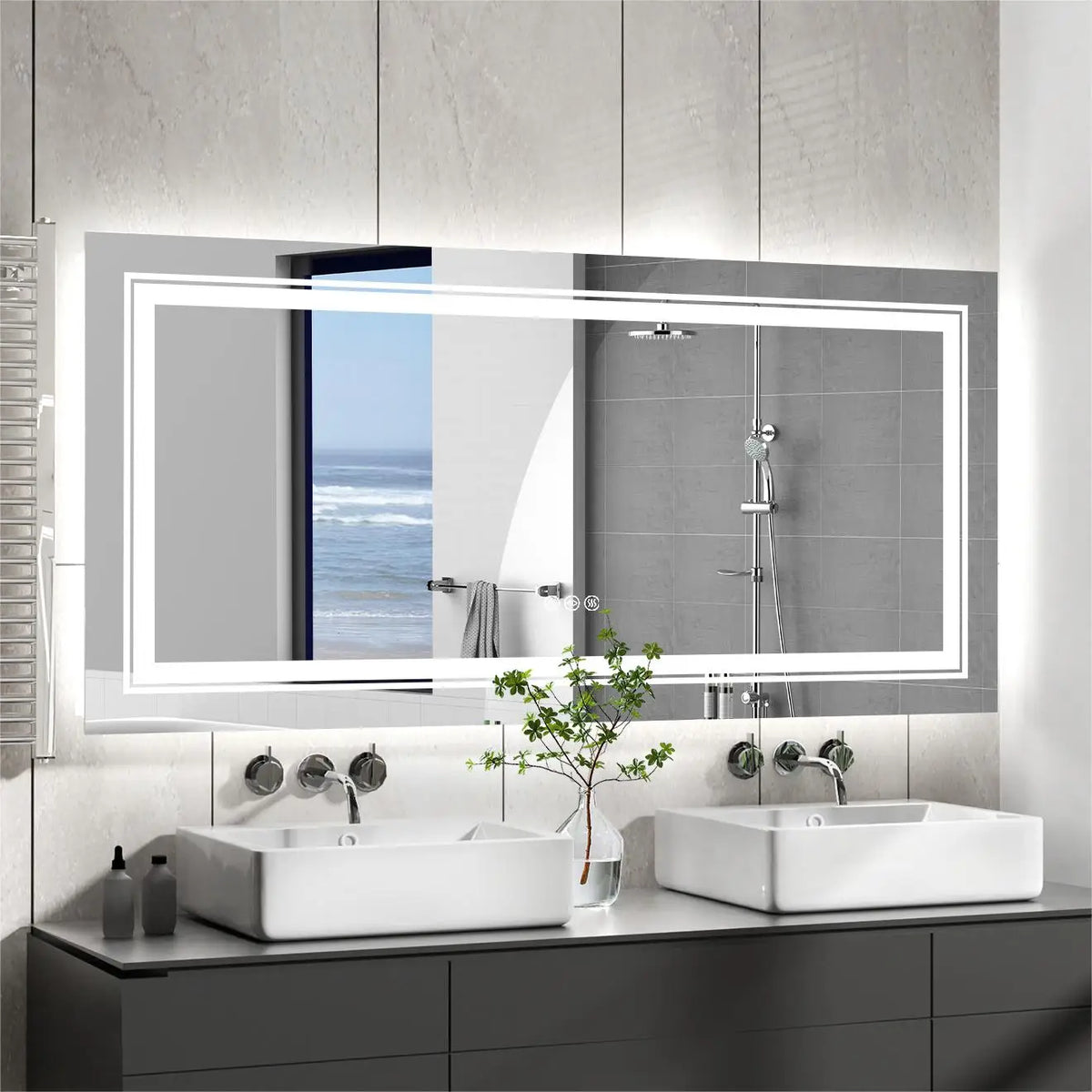 Illuminated LED Bathroom Vanity Mirror With Touch Control