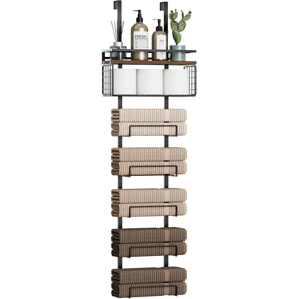 7 Tier Metal Over The Door Towel Rack Storage Organizer