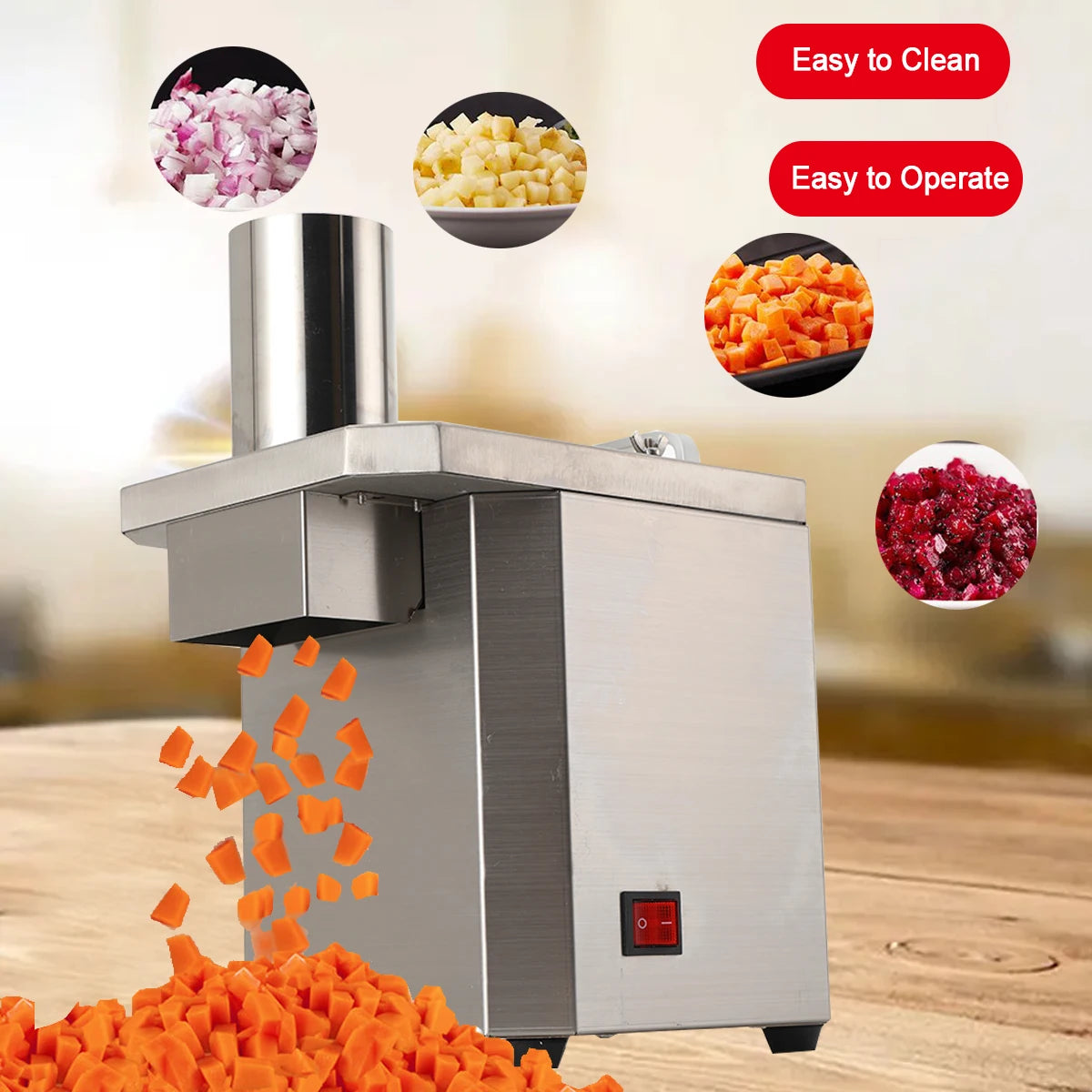 Electric Vegetable Cutter And Fruit Slicer Stainless Steel Processor