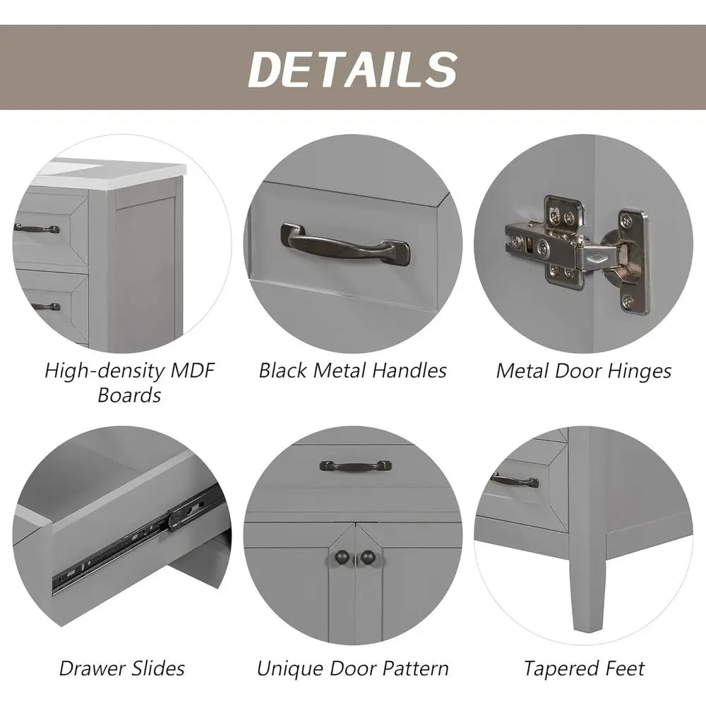 Bathroom Vanity Set With Sink And Solid Wood Frame MDF