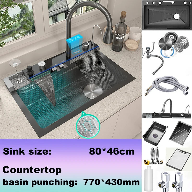 BusySink Stainless Steel Kitchen Sink With Digital Display